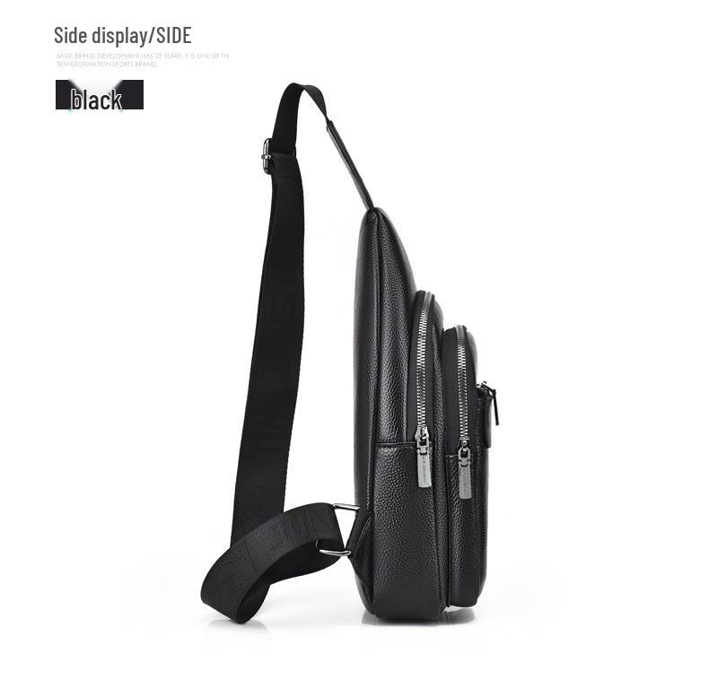 2025 Men's Large Capacity Soft Leather Crossbody Chest Bag with Multi-Compartments