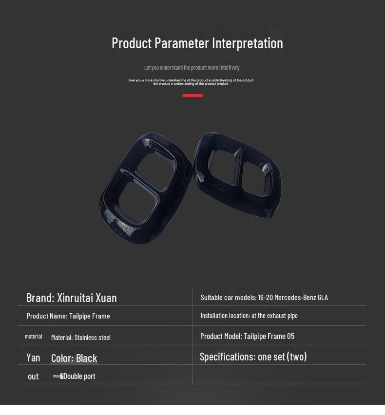 Mercedes-Benz GLA (2016-2020) Quad Exhaust Tailpipe Covers - Black Stainless Steel