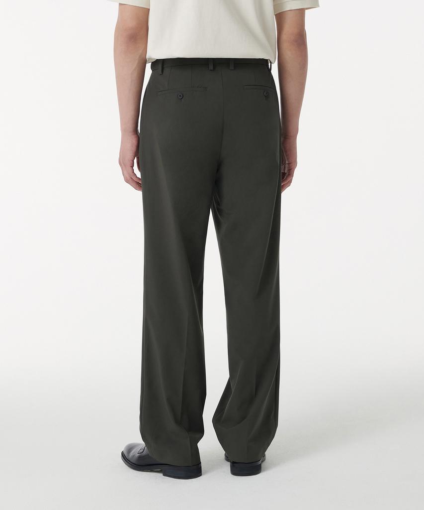 MUSINSA STANDARD [Cooltandard] Wide Hidden Banding Slacks [Dusty Khaki]