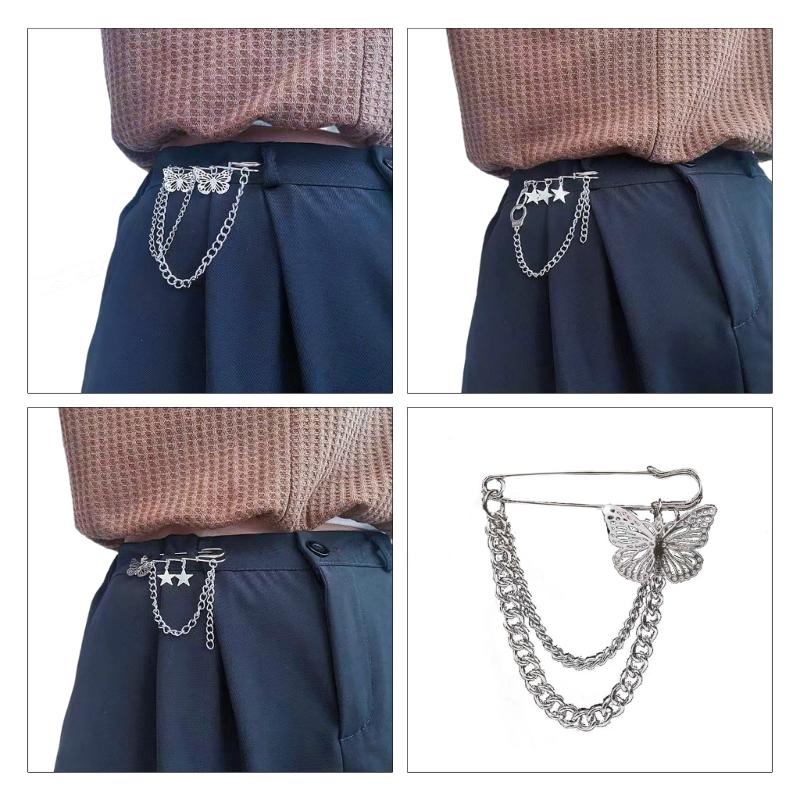 Versatile Metal Butterfly/Star Chain Brooch Trousers Waistband Safety Pins Hole Shoe Buckle Stylish Sweater Shawl Clip