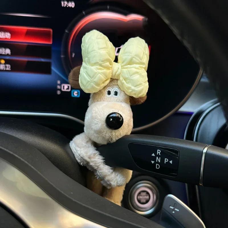 Car Puppy Plush Doll Clutch Decor Car Wiper Turn Signal Switch Decoration Kawaii Dog Wiper Doll Car Interior Accessories