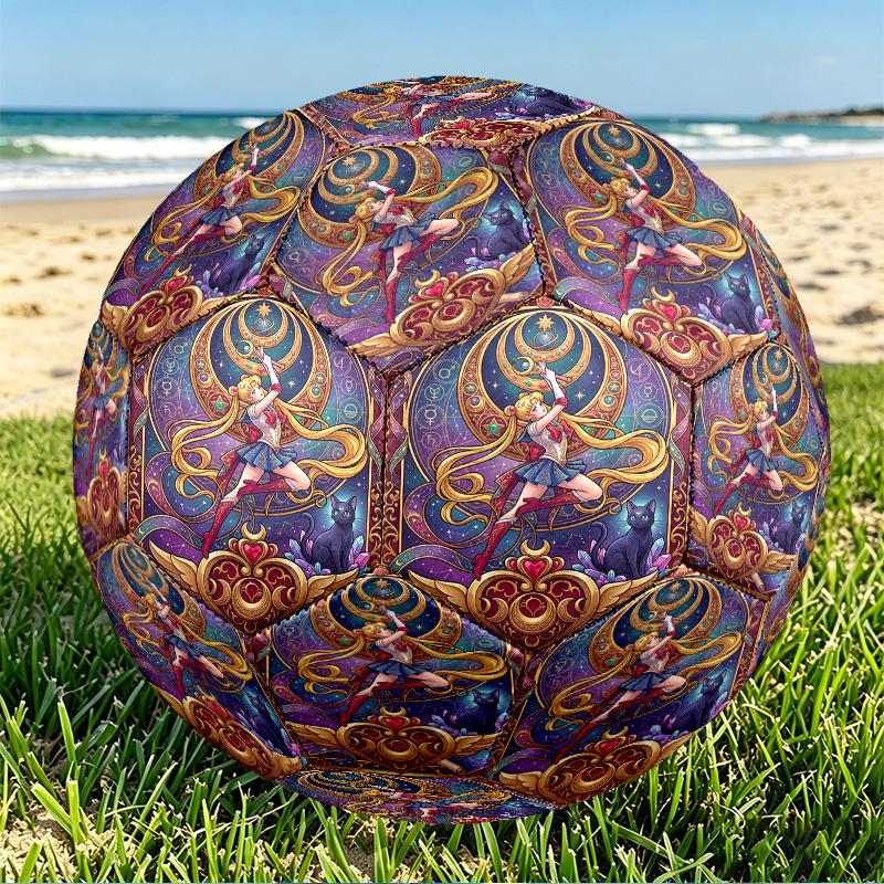 Sailor Moon Print Size 5 Soccer Ball, PU Wear Resistant Football for Match Training and Daily Practice, Birthday Gift for Soccer Fans