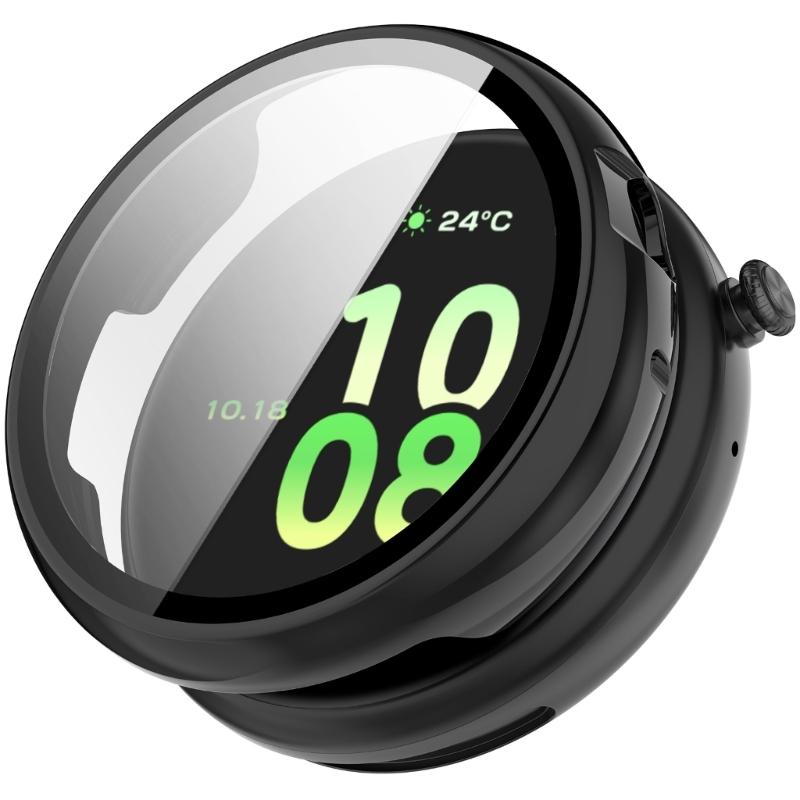 Case for Watch Fit 44mm Tempered Glass Screen Protectors & Hard PC Protective Bumper Smartwatch Accessories
