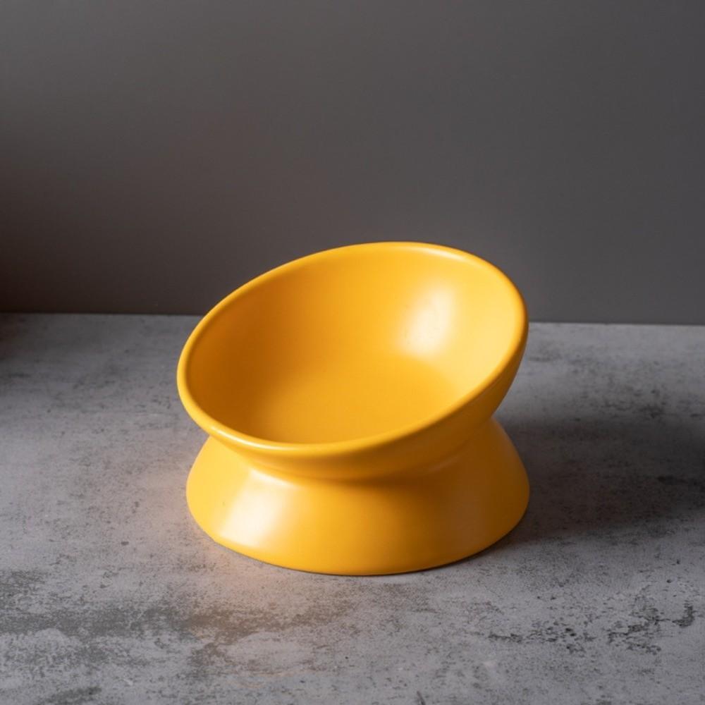 New Ceramic Raised Cat Bowl Elevated Solid Color Pet Water Bowls Tilted Large Diameter Dog Food Bowl Cat Accessories