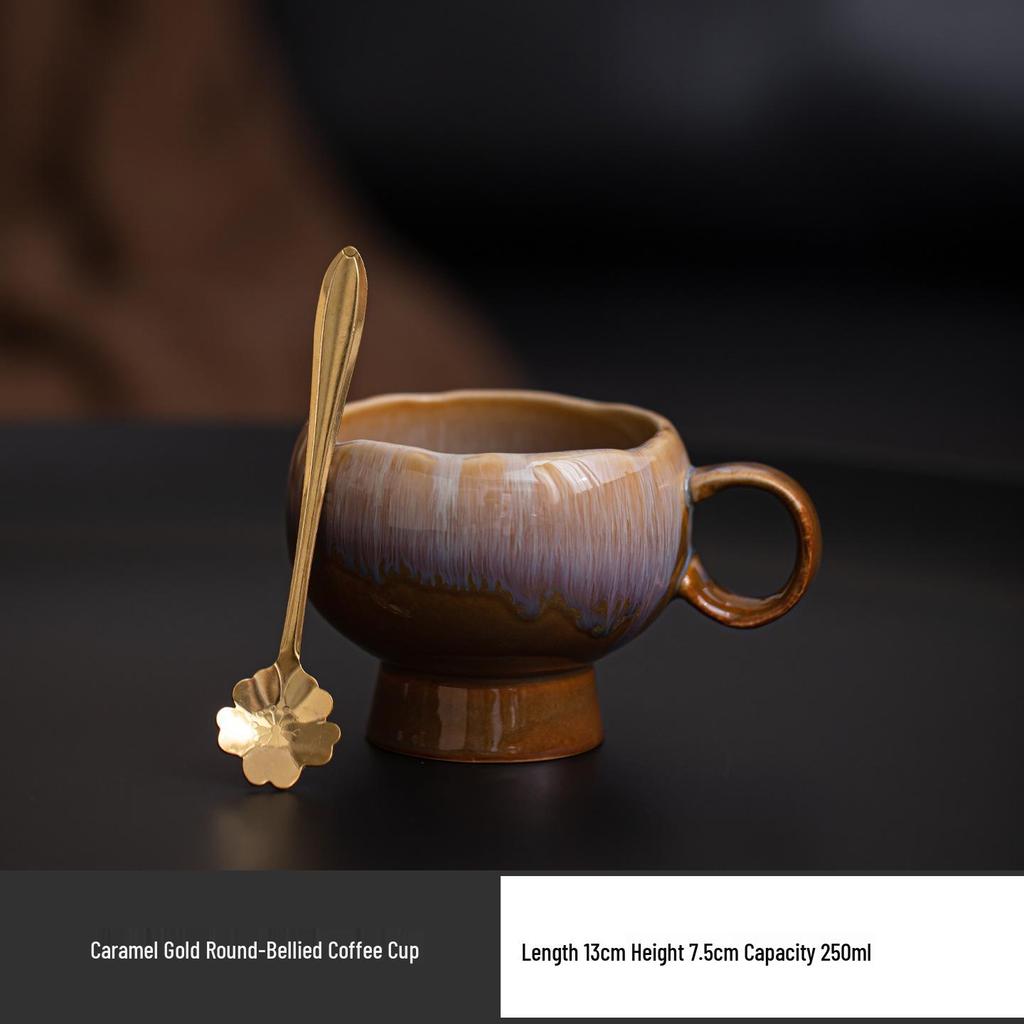 Luxury Retro Ceramic Coffee Cup and Saucer Set for Latte and Afternoon Tea