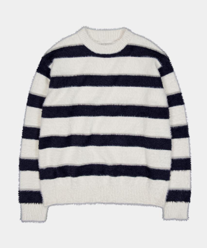 SLOWACID Hairy Stripe Pullover Knit [Ivory]