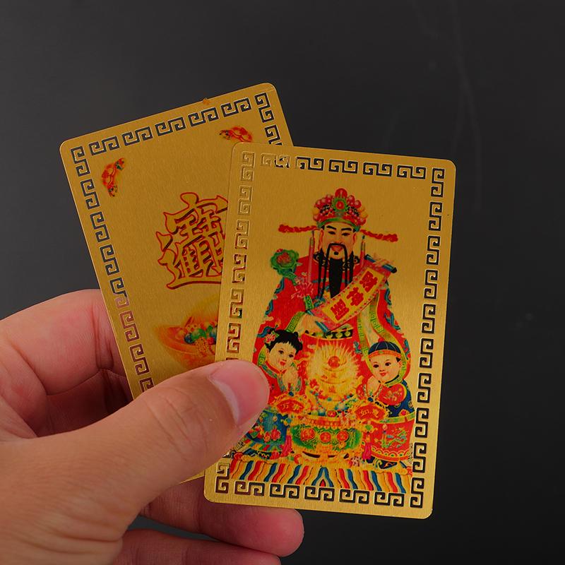 Chinese Feng Shui Copper God of Wealth Buddha Amulets Card Business Lucky Decoration Five-way Fortuna Treasure Home Ornament