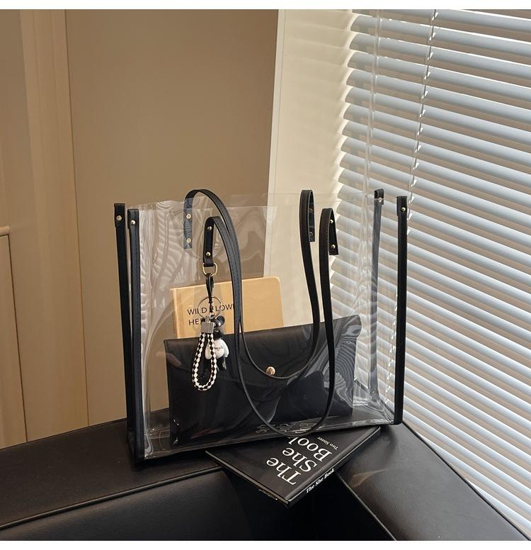 

Хит продаж прозрачная ПВХ нишевая дизайнерская сумка через плечо большой вместимости модная и легкая водонепроницаемая сумка для ребенка и мамы чёрный