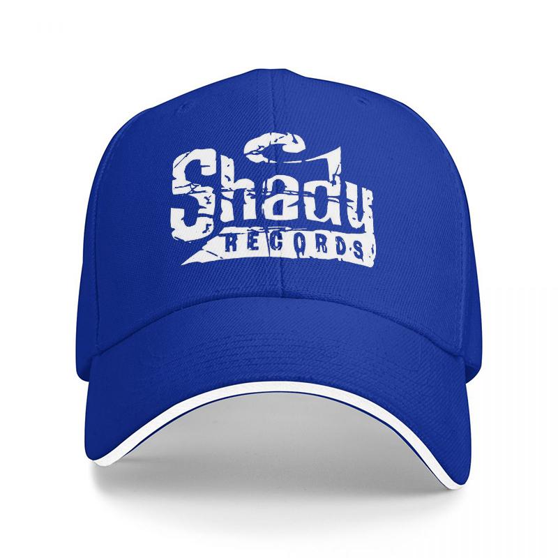 Shadow Records Logo Black Baseball Cap with White Trim and Bold Graphic Design for Music Fans and Streetwear Enthusiasts