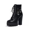 Autumn and Winter Supply Fashionable Super High Heel Thick-soled Large-size Versatile Lace-up Low Boots