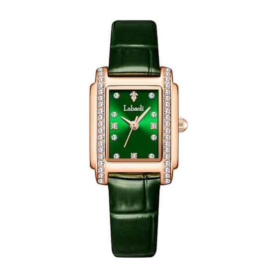 Women s Watch Square Leather Strap Diamond Arm Watch Small Stylish Waterproof Simple Business Brand Cute Casual Women s Luxury Present Green Watch