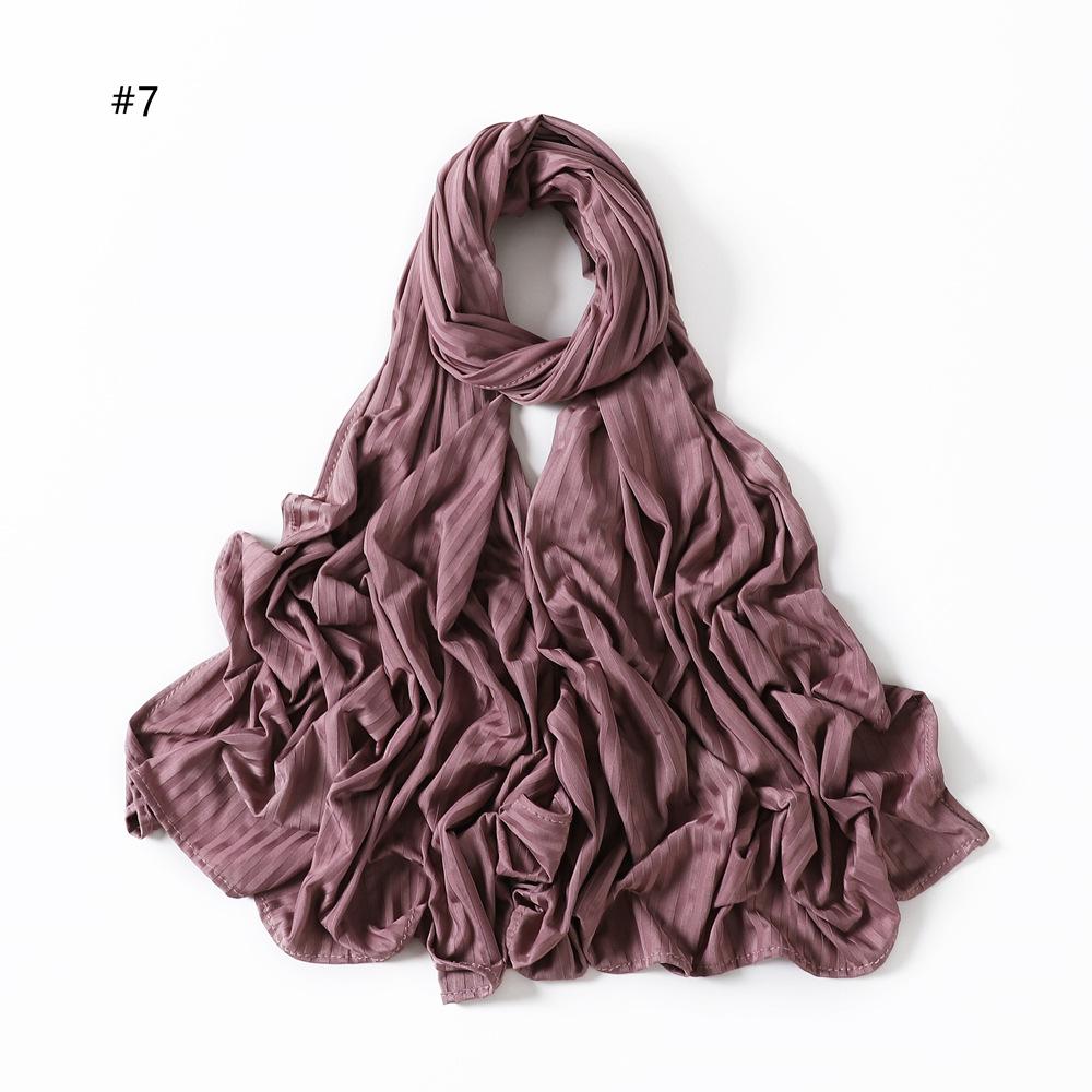 Plain Turbans Striped Line Jersey Hijab Scarf Thick Modal Wrap Elastic Shawls High Quality Foulards Muslim Head Snood 175*70Cm