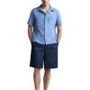 Zara Origins Series Heavyweight Lapel Casual Short Sleeve Shirt Men shirts Blue 4231418-981