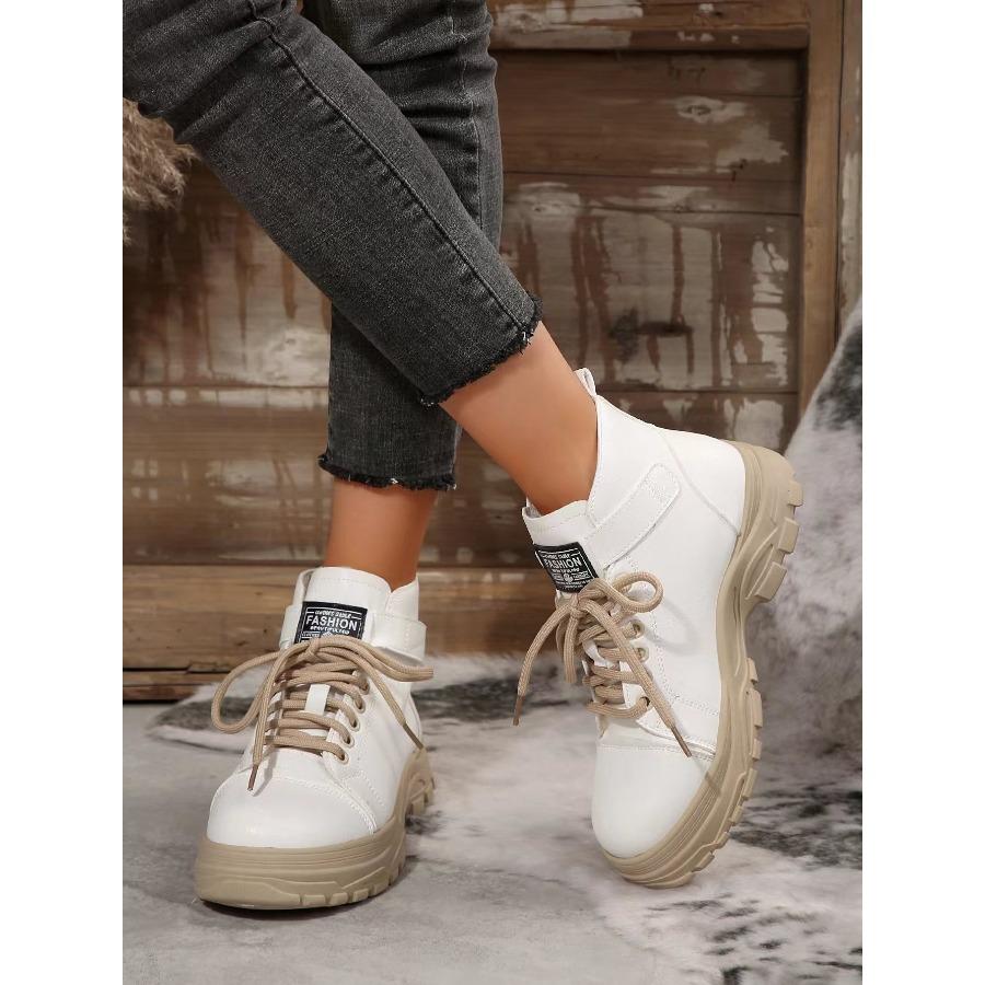 Plus Size Women's Martin Boots 2025 Fall/Winter New Arrival British Style Lace-Up Ankle Boots Fashionable Chunky Sole Short Boots