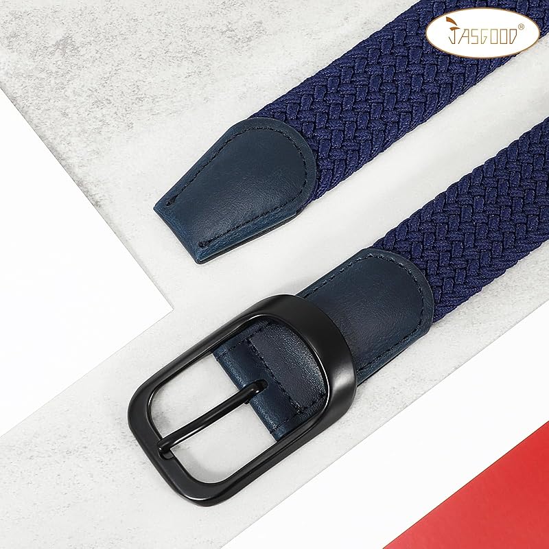 [JASGOOD] belt men's large size work belt stretch belt rubber belt mesh belt golf mens belt No hole extend braid elastic belt men