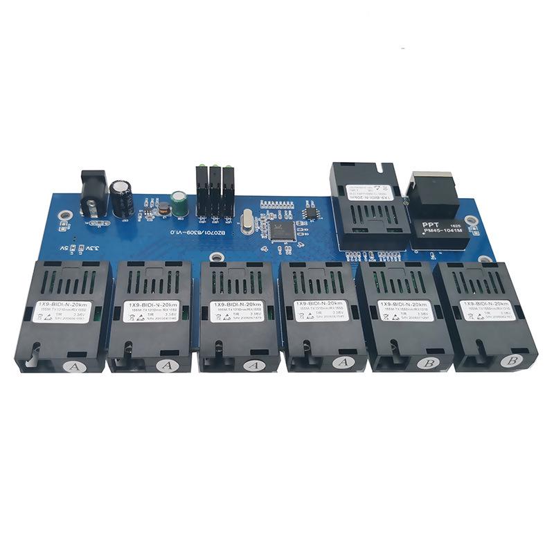 100M 7-Fiber Optic Transceiver with 1-Electric Switch