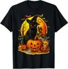 Retro Halloween Black Cat Witch and Pumpkin Unisex T-Shirt S-5XL