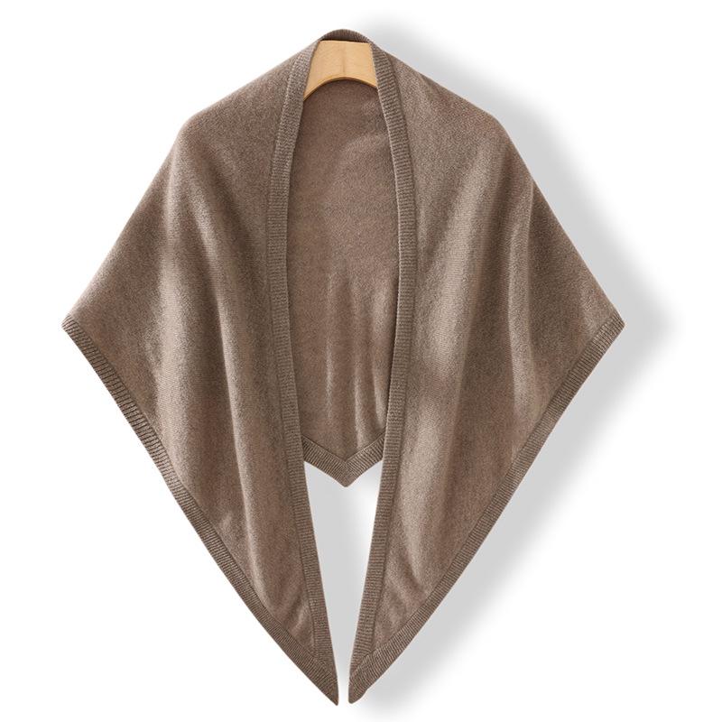 Women s 100% Pure Cashmere Triangle Scarf - Versatile & Casual Solid Color for Autumn/Winter верблюд