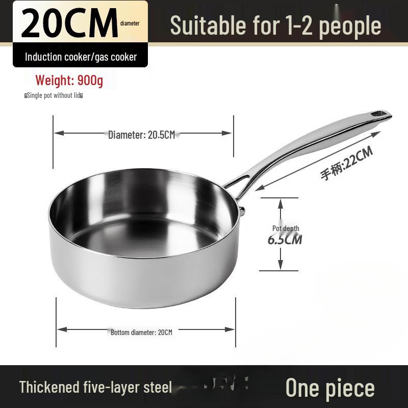 

ZISIZ 20cm Deepened Stainless Steel Frying Pan