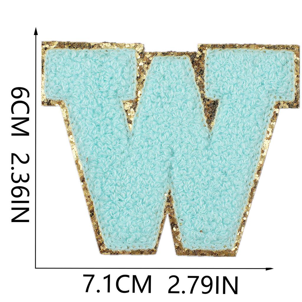6Cm Towel Embroidery Lake Blue English Letter Embroidery Cloth Sticker Bag Decoration Patch Sticker Ironing Number Sticker