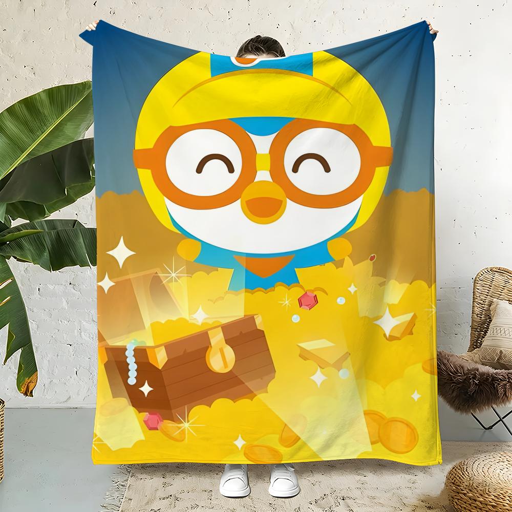 P-PororoSweetCastleAdventure Throw Flannel Throw Blanket,Bed Home Office Nap Blanket Travel,Camping,Picnic Blanket Soft Decor 75X95CM
