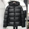 Schwarzgold Daunenjacke Herren und Damen Kurz Kapuze Weiße Entendaune Verdickt Wasserdicht Winter Abnehmbare Kapuze Koreanische Jacke