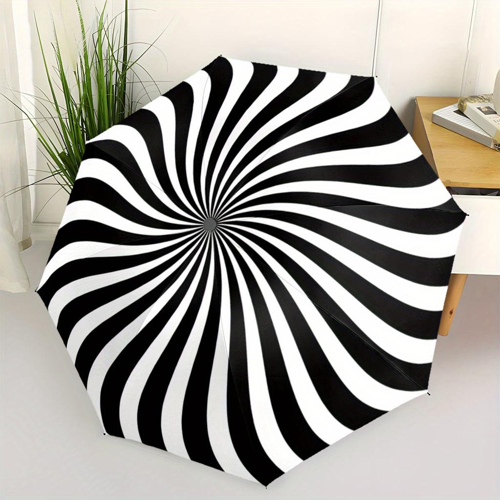 [Christmas Gift] Automatic Open/Close Umbrella with One-Touch Button - Compact Folding Umbrella, Spiral Optical Illusion Desig