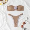 1011 European and American New Sexy Solid Color Tube Top Flower Three-point Bikini Bikini