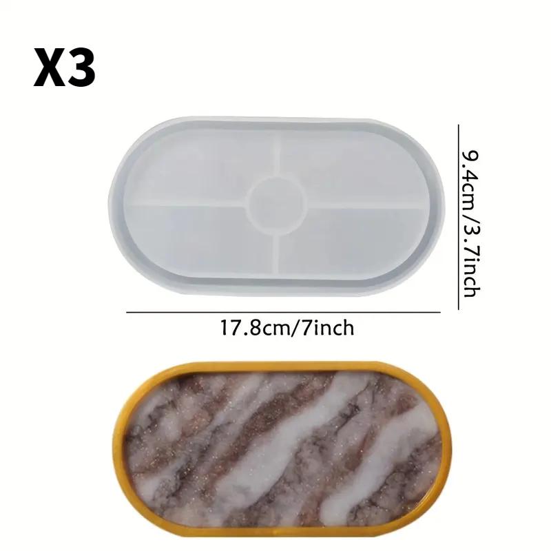 1pc/2pcs/3pcs Oval Coaster Epoxy Resin Clay Casting Silicone Mould Tray Storage Gypsum Tray Mold DIY Jewelry Tray Dishes