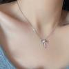 Ribbon Bow Necklace Female Bead Sweet Temperament Versatile Niche Design Advanced Clavicle Chain