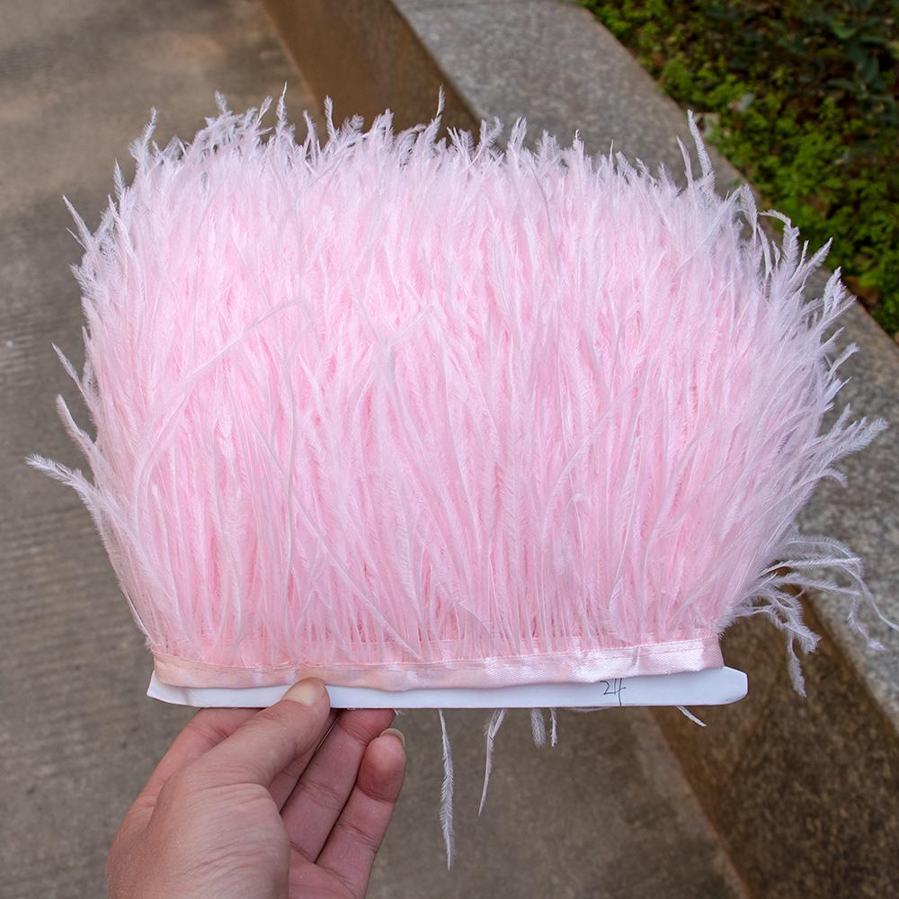8-10Cm Ostrich Feather Trims For Skirt Natural Ostrich Feathers On Tape Ribbon Decoration For Dresses Carnival Accessories