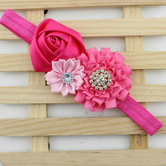 Cute Flower Pendant Rhinestone Rose Pendant Hairband for Birthday Party