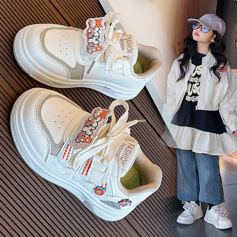 Spring Girls White Board Shoes Princess Low Top Casual Versatile Non Slip Sneakers
