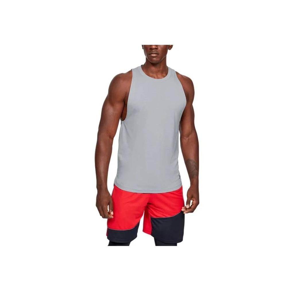 Under Armour Breathable Slim Fit Basketball Tank Top Men tops Modern-Gray 1326707-012
