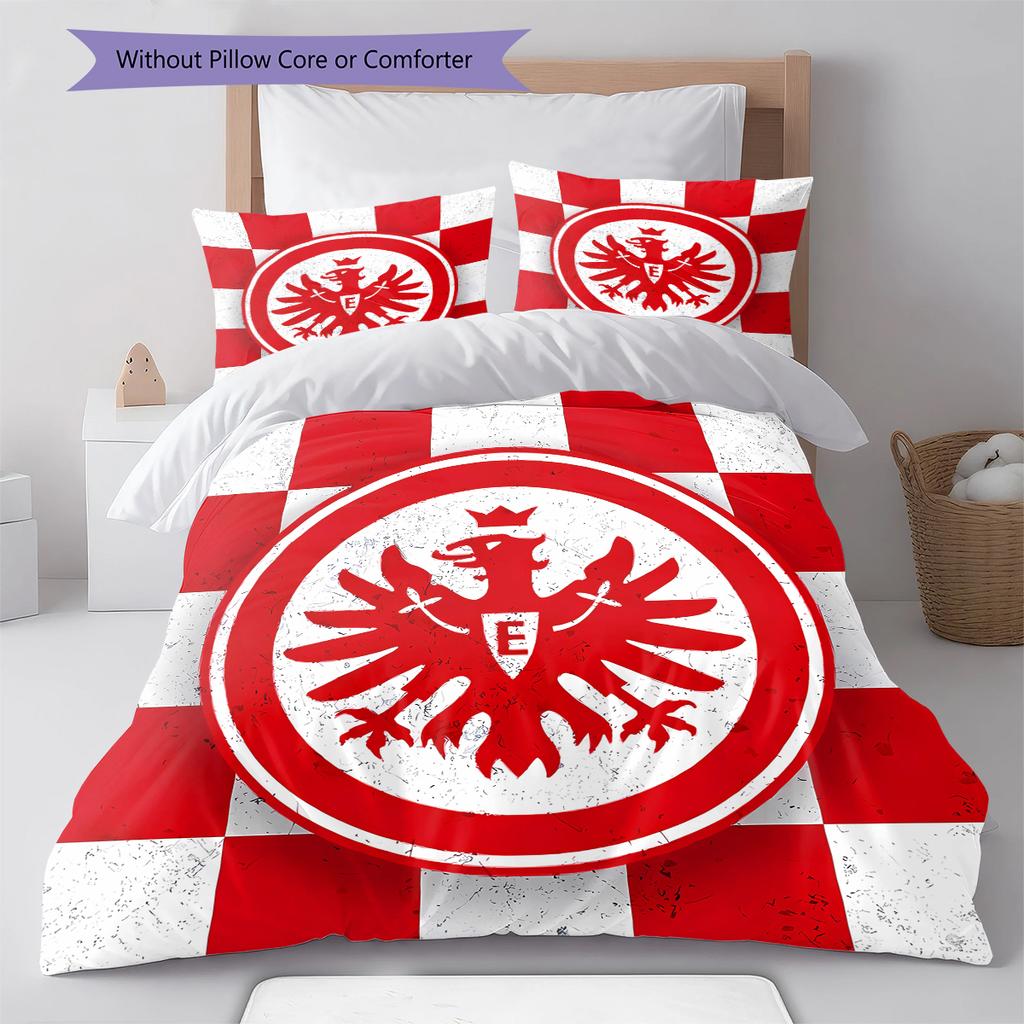 Biancheria da letto con motivo calcistico di Francoforte, Set piumone Copripiumone Federa Regalo di compleanno per la casa (1 * copripiumino + 2 * federa, senza nucleo)