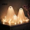 Spooky Party Decorations 3Pcs Halloween Lighted Ghost Table Decor, LED Lamp, White Luminous Indoor Outdoor Yard Decor Centerpiece, Tabletop