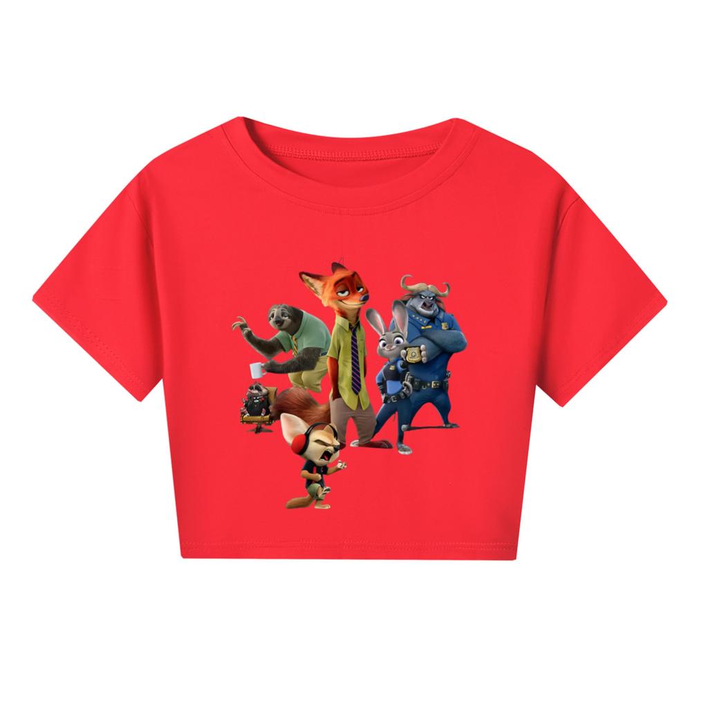 Modische Rundhals-Kurzarm-Arbeitskleidung bedruckte Oberteile für Kinder-Sommeroberteile