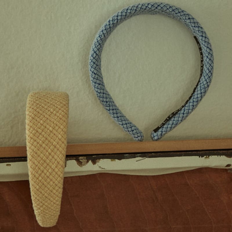 Elizabeth Moments Sky Blue Check Tweed Headband