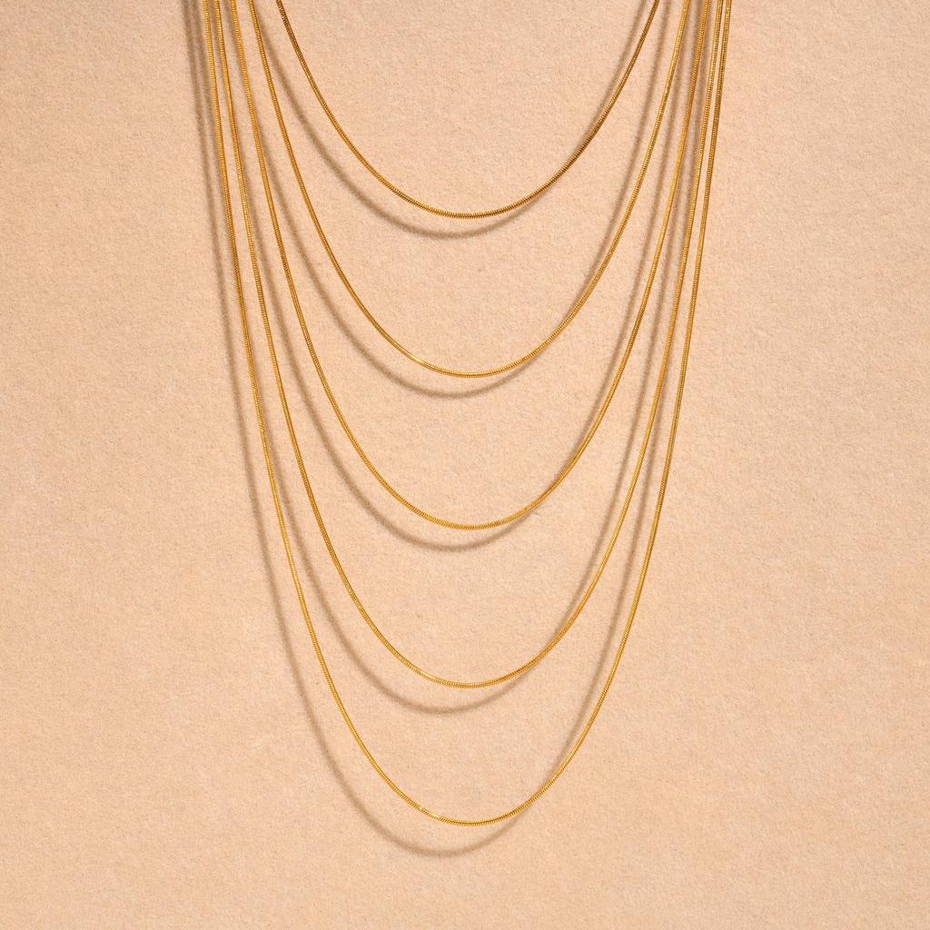 Women's European & American Multi-layer Stainless Steel Gold Necklace - Quanxi Shui NC-1865