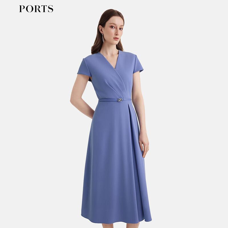

PORTS Women s 2025 S/S Sky Blue Pleated V-Neck Midi Dress M