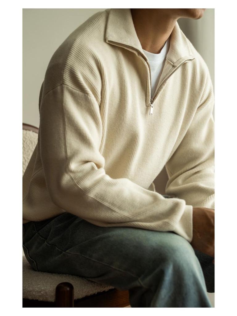 Men's 2025 Autumn/Winter Half-Zip Stand Collar Knit Sweater