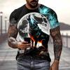 Animal Wolf 3D Print Men's Shirts Hip-hop Short Sleeve T Shirt Street Oversized Y2K Harajuku