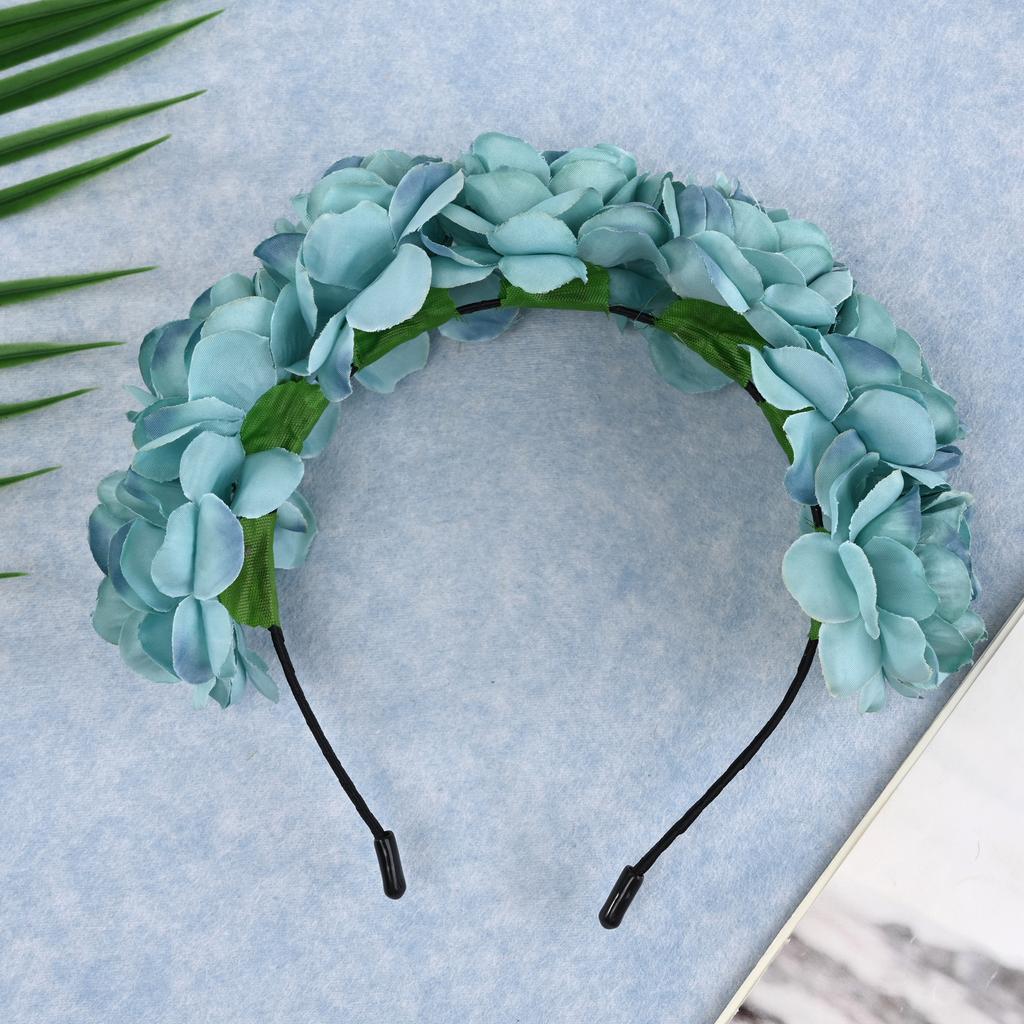 Fashion Women Bride Flowers Headband Mexican Style Rose Flower Crown Hairband Ladies Elastic Beach Hair Accessories Headband