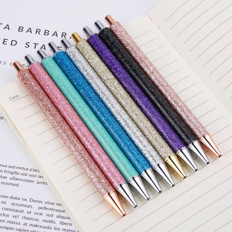 Luxury Bling Metal Ballpoint Pen 1.0mm Glitter Oil Flow Pens Office Supplies