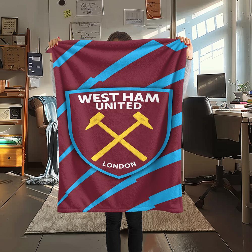 1 Peça Manta de Flanela com Estampa do West Ham United, Alta qualidade Todas as Estações, Decoração de Casa, Calor e Conforto, Perfeita para Presentes de Natal