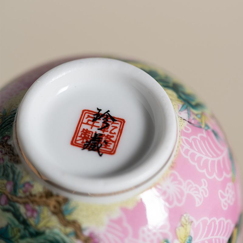 Enamel Color Master Cup Ceramic Household Tea Cup Personal Tasting Cup6A Gift Box Set for Practical Gift Giving