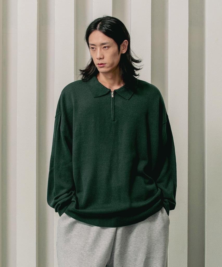 Keonsebbi Basic Collar Half Zip Knit 4 Colors