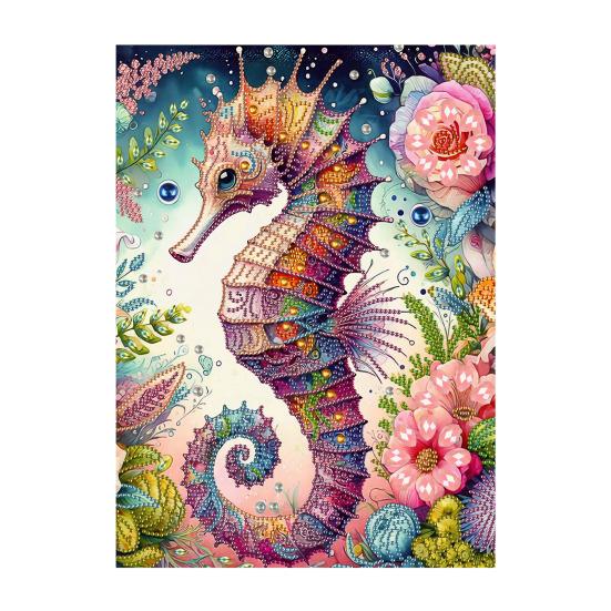 Rhinestone Painting Kits for Beginners 5D Animal DIY Rhinestone Art with Special Shaped Drills Owl Seahorse Gem Art Rhinestone Crafts for Home Decor