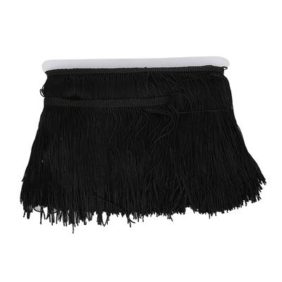 Cinta de Encaje con Flecos Largos de 10 yardas 14 cm Poliéster para Coser Escenario DIY Ropa Cortina Accesorios de Vestimenta Negro