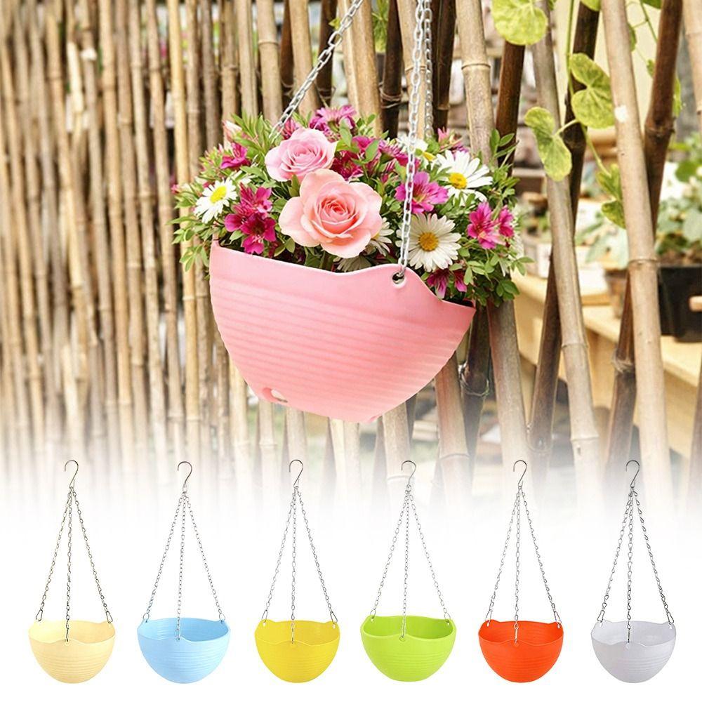 Durable Self-absorbing Hanging Basket Plastic Colorful Flower Pot Flowerpot Home Decor